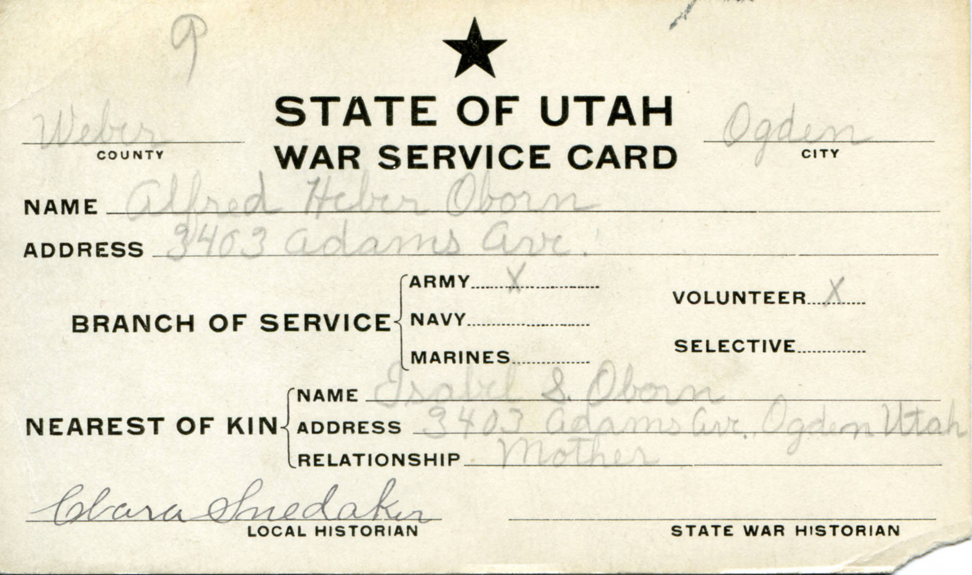 World War I Service Cards