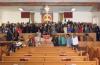 Photograph of the congregation taken inside the New Zion Baptist Church.