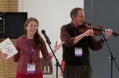 Annie Eastmond (left) and her husband, Dan Eastmond (right), on 25 February 2019 during a performance