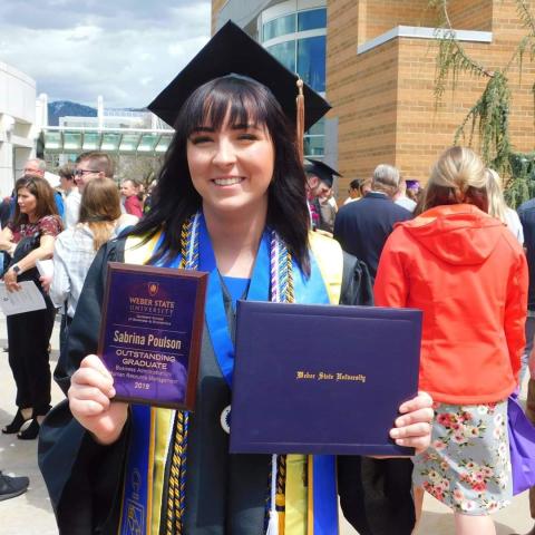 An image of Sabrina Poulson at her college graduation Circa 2019