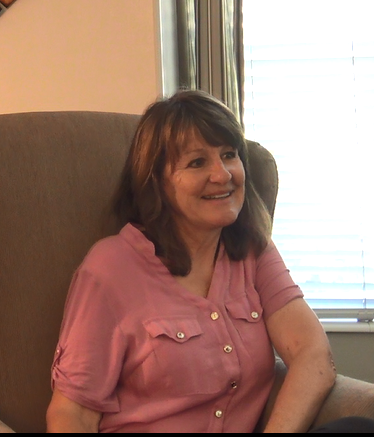 A still image of Carolyn Flinders during her oral history interview on June 18, 2019