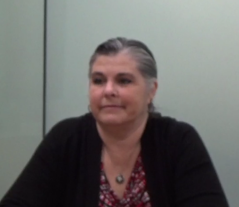A still image of Kristen Mitchell during her oral history interview on September 30, 2019