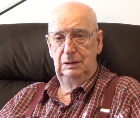 An image of Verl Thompson sitting in his home on October 13, 2016