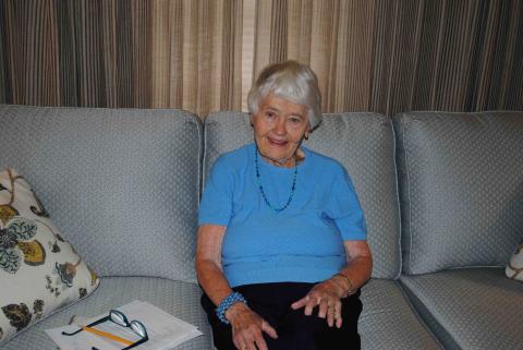 An image of Susan Marquardt during her oral history interview on July 31, 2019