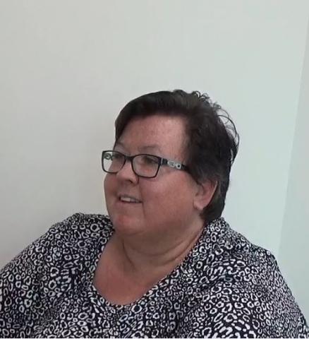 An image of Terri Jorgensen during her oral history interview on April 5, 2019