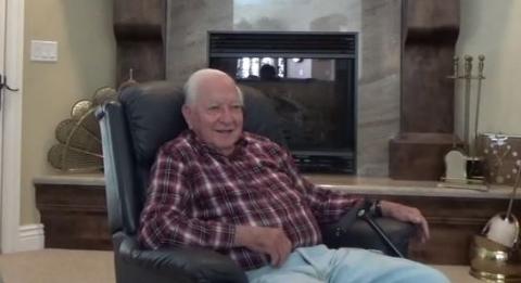 An image of Dick Winegar sitting in his home on February 28, 2017