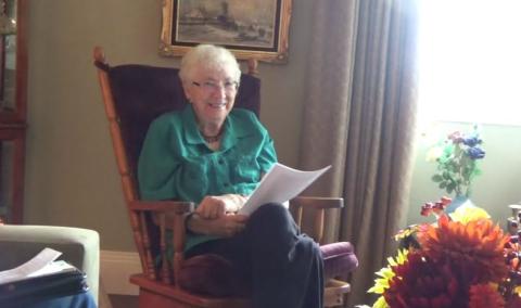 An image of Jeanette Koning, sitting in a chair in her home, on July 25, 2017