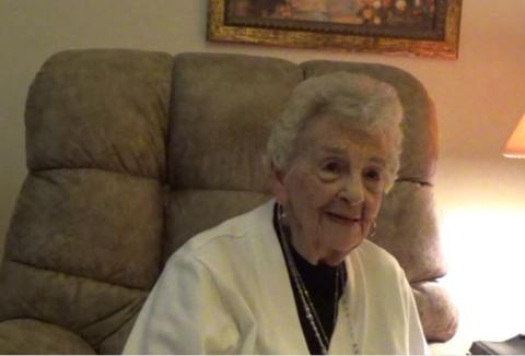 An image of ElDean Norseth, sitting in a recliner chair, in her home, on August 22, 2017