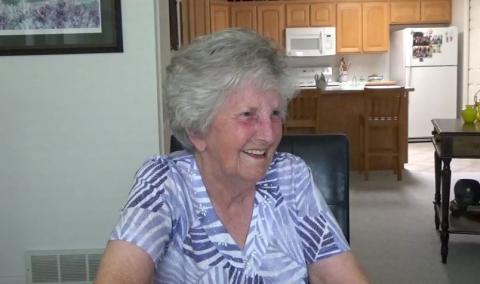 An image of Janet Oberg sitting in her home, on July 5, 2017