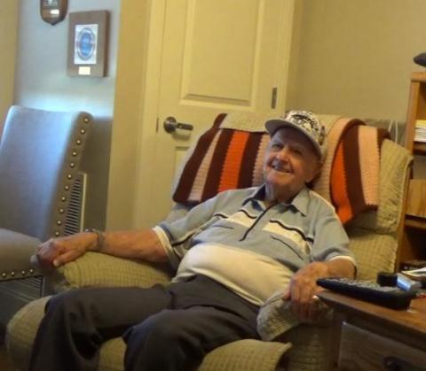 An image of Dale Orgill sitting in a recliner chair, in his home, on July 26, 2017