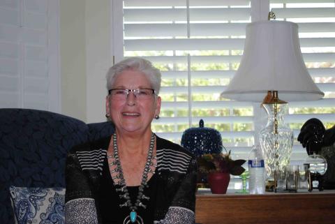 An image of Susan Van Hooser during her oral history interview on May 31, 2019