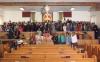 Photograph of the congregation taken inside the New Zion Baptist Church.